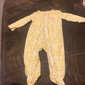 Yellow girls floral footie pjs